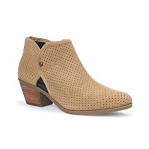 Tan suede perforated booties 9